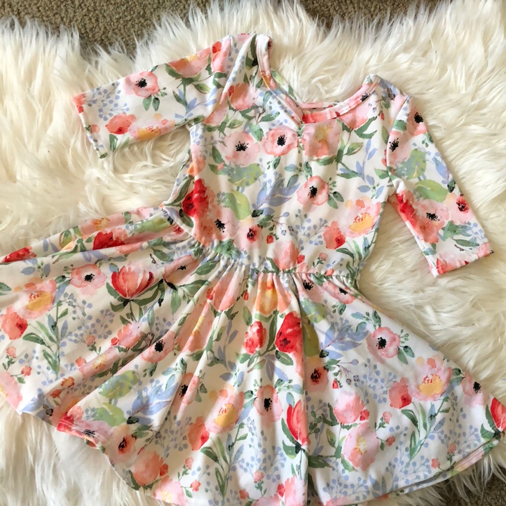 Floral dot dot smile 2T dress